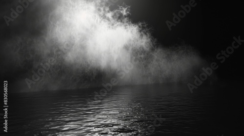 Misty Water Reflection at Night, Generative AI