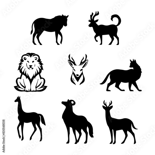 animal set vector design logo silhouette