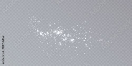 Glitter dust bokeh glow background, bright Christmas dust light, background with bokeh light effect, white shimmer glow with bokeh and glitter light. Vector