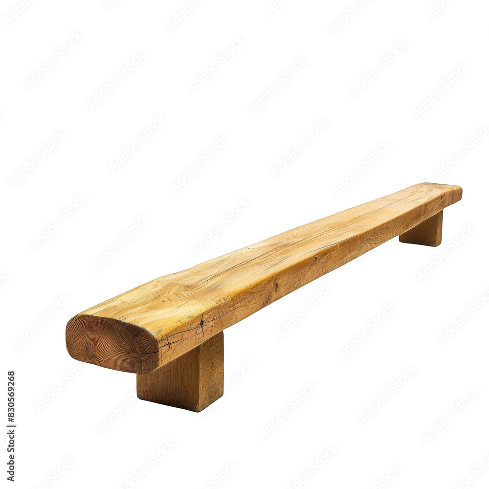 A long wooden bench with a wooden handle. It is placed, isolated on transparent background A long wooden bench with a wooden handle. It is placed, isolated on transparent background