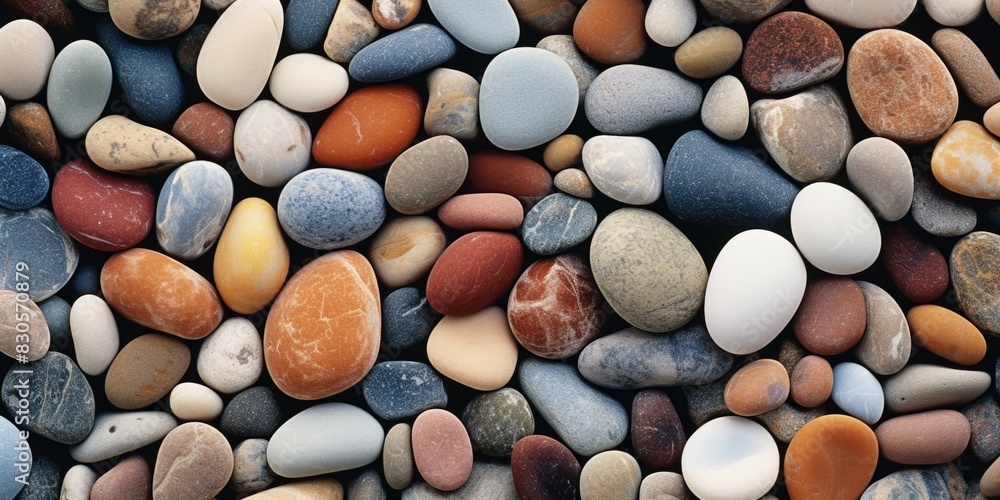 A collection of colorful rocks arranged in a pattern. The rocks are of various sizes and colors, creating a visually interesting and dynamic scene A collection of colorful rocks arranged in a pattern. The rocks are of various sizes and colors, creating a visually interesting and dynamic scene