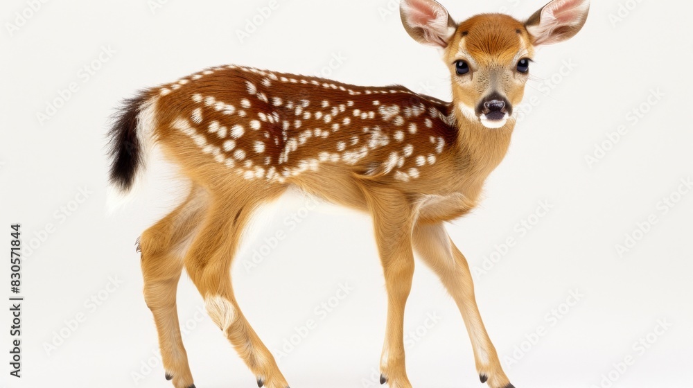 Cute Fawn Standing on White Background, Generative AI Cute Fawn Standing on White Background, Generative AI
