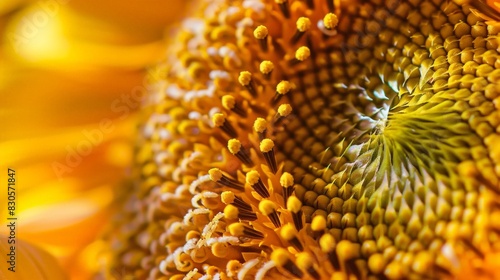 The yellow flower has a very intricate and detailed center