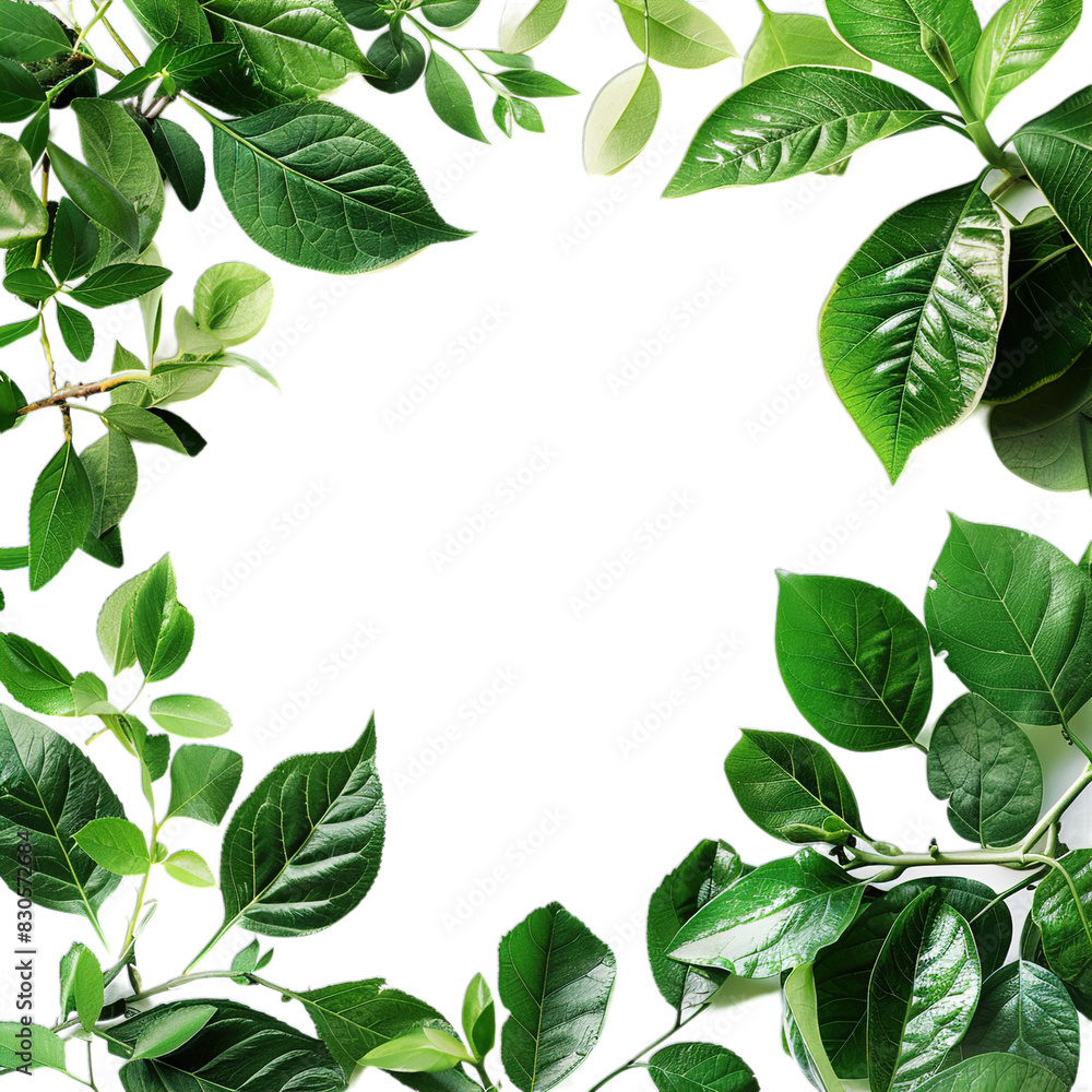 Naklejka premium green leaves frame