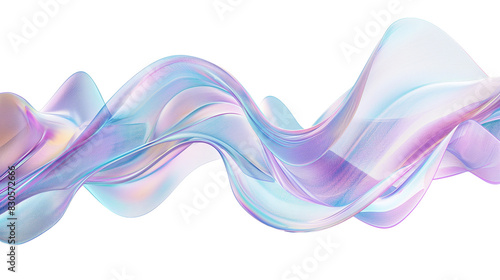 abstract background with waves 3d crystal glass holographic effect isolated on transparent background 