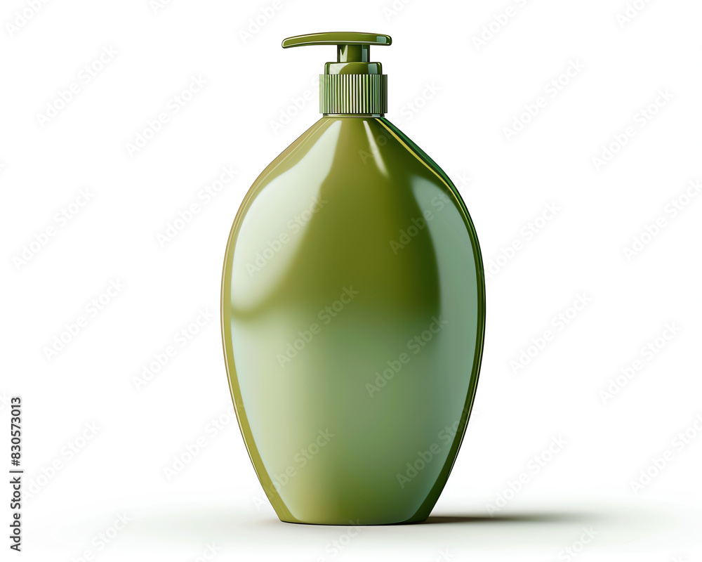 Green plastic pump dispenser bottle, isolated on white background. Ideal for soap, lotion, or sanitizer storage and dispensing. Green plastic pump dispenser bottle, isolated on white background. Ideal for soap, lotion, or sanitizer storage and dispensing.