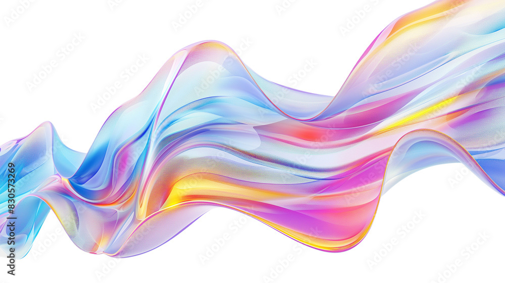 abstract colorful wave beautiful 3d crystal glass holographic effect isolated whit transparent background abstract colorful wave beautiful 3d crystal glass holographic effect isolated whit transparent background