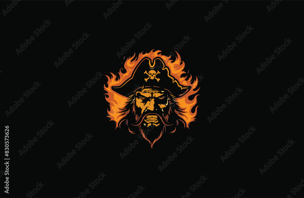 Angry pirates head with flames onfire design vector illustration Angry pirates head with flames onfire design vector illustration