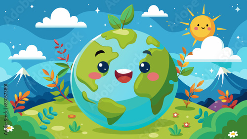 Planeta tierra feliz  medio ambiente y mundo contento