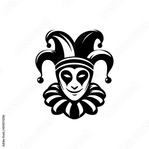 Vector logo of a jester isolated on white background.