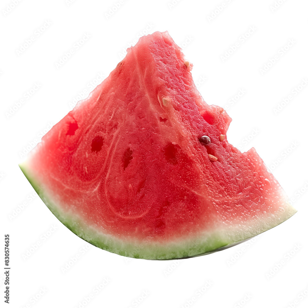 A fresh ripe watermelon slice isolated on white or transparent background, png clipart, design element. Easy to place object on any other background. A fresh ripe watermelon slice isolated on white or transparent background, png clipart, design element. Easy to place object on any other background.