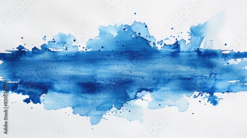 Watercolor hand drawn strip line stain blot on paper texture background photo