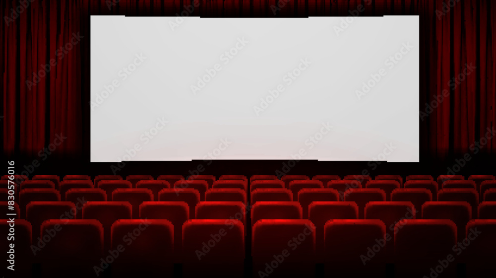 Fototapeta premium Cinema. White screen in the cinema. Vector illustration