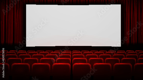 Cinema. White screen in the cinema. Vector illustration