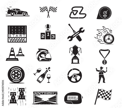 race icon vector draw set