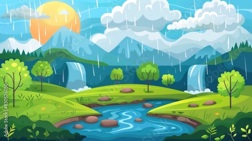 Representation of the water cycle in nature for educational purposes