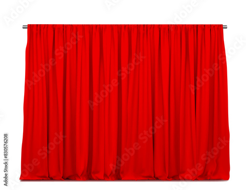 Realistic vector red curtains or drapes isolated on white background