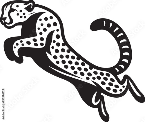 Cheetah jump Vector Art Illustration