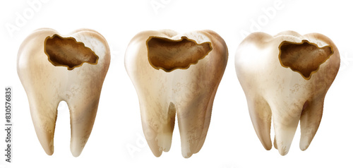 Dental model of a tooth, illustration as a concept of dental examination of teeth, dental health and hygiene.