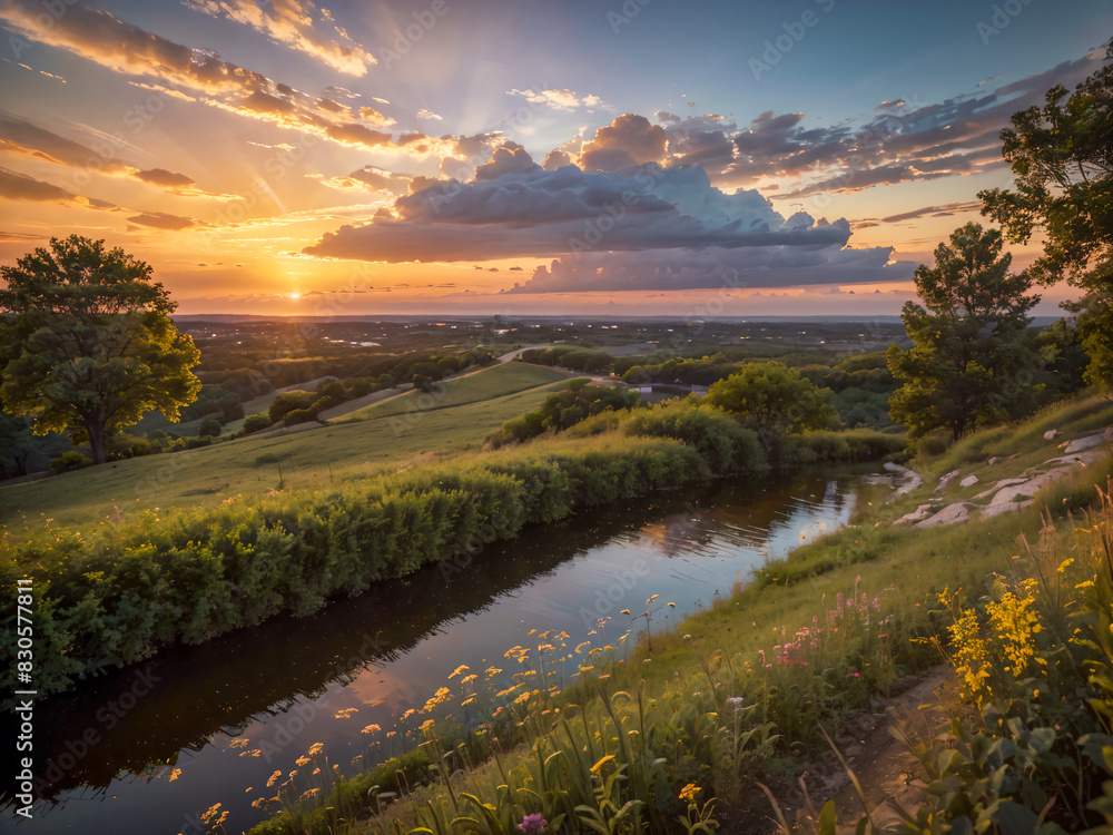 Obraz premium sunrise over the river