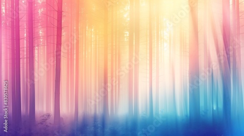 Blurred rainbow color forest 03