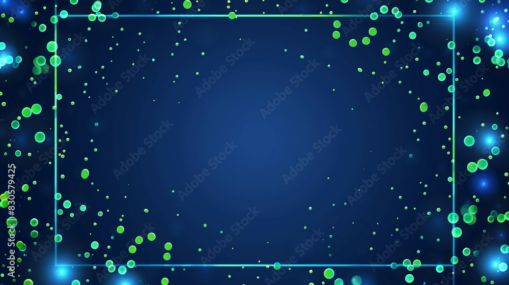 Obraz premium Dynamic electric blue design with green dots, ideal for tech innovation,
