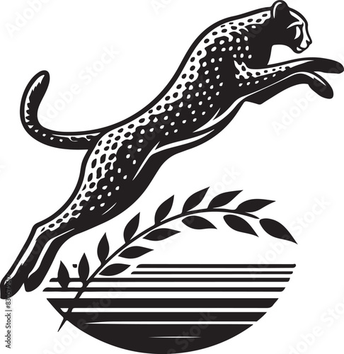 Cheetah jump Vector Art Illustration photo