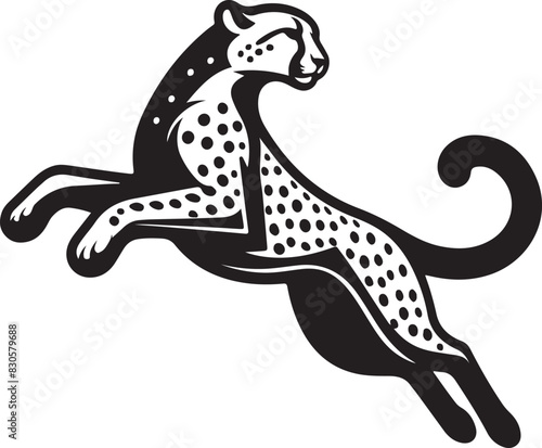 Cheetah jump Vector Art Illustration