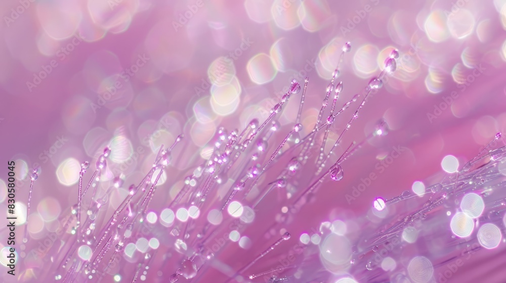 A close-up of a pink flower with water droplets on its petals and a blurred backdrop of bokeh A close-up of a pink flower with water droplets on its petals and a blurred backdrop of bokeh
