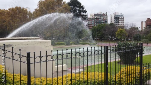 Fenced fountain in Chacabuco Park Buenos Aires Argentina urban public landscape photo