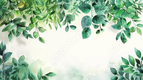 Wallpaper Mural watercolor The image shows a beautiful watercolor painting of green leaves Torontodigital.ca