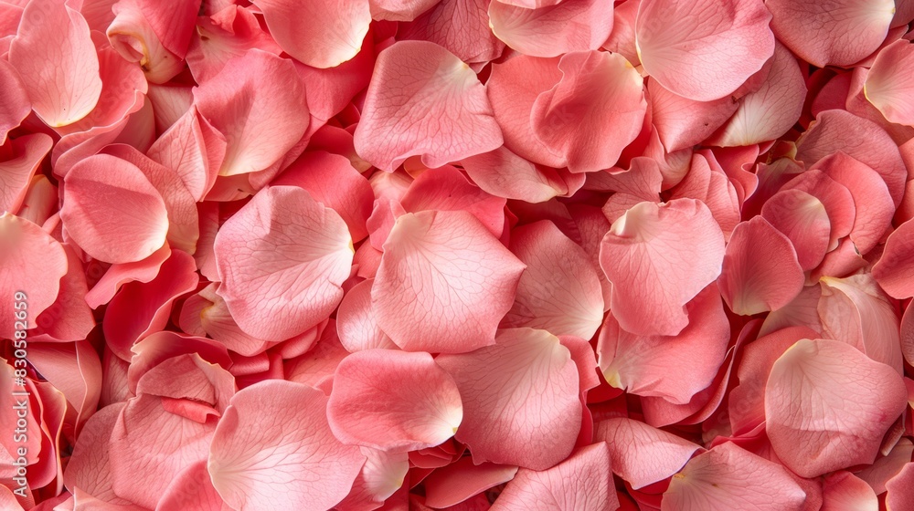 A bed of pink petals topped with a layer of pink blooms, forming a flat expanse of petals A bed of pink petals topped with a layer of pink blooms, forming a flat expanse of petals