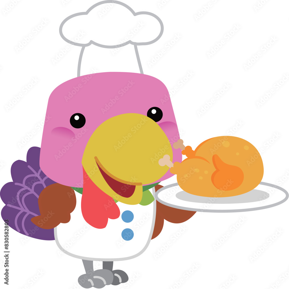 parrot chef with meat parrot chef with meat