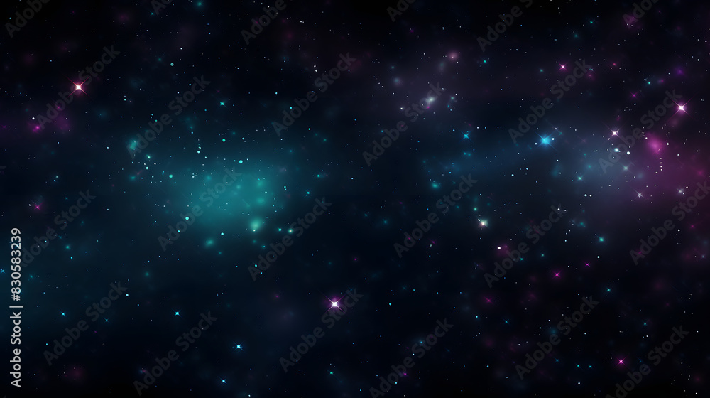 Fototapeta premium Digital dark green glitter starry sky abstract graphic poster background