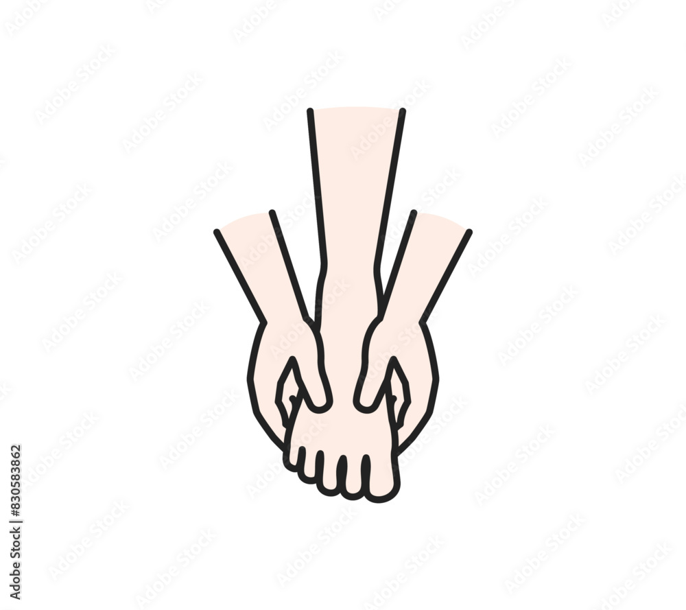 Obraz premium 足の甲をマッサージするイラスト