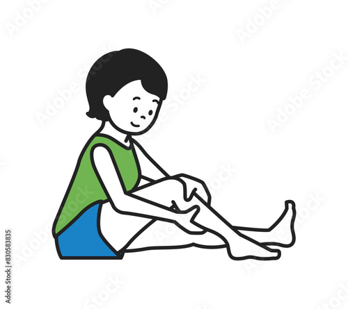 足をマッサージする女性のイラスト