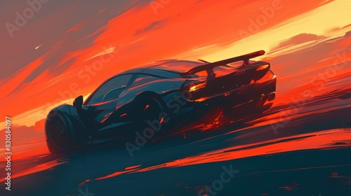 Create a dynamic 2d of a car sketch silhouette