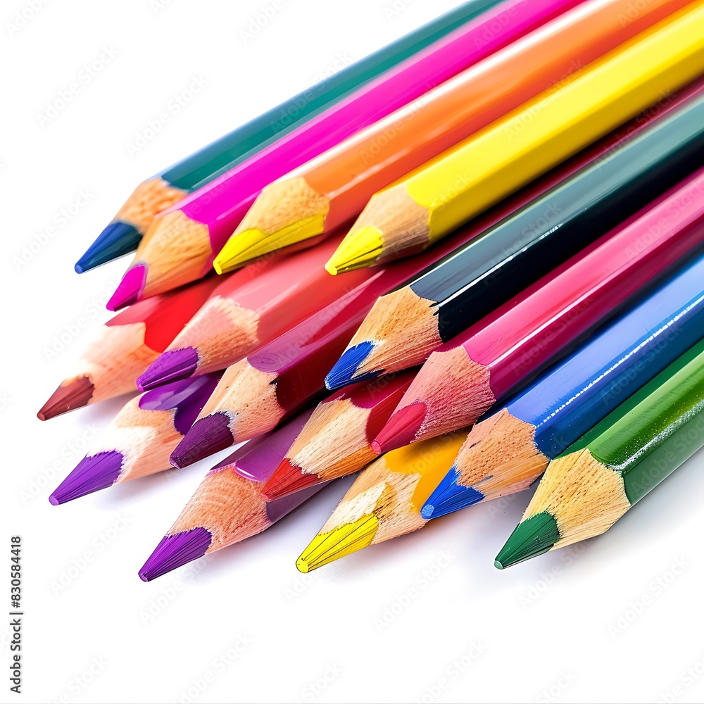 color pencils isolated against white background, color pencils isolated against white background,