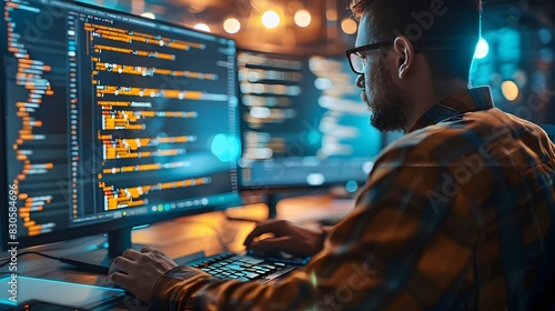Obraz na płótnie Developer Configuring Automation Tools to Streamline Build and Deploy Processes for Web Development