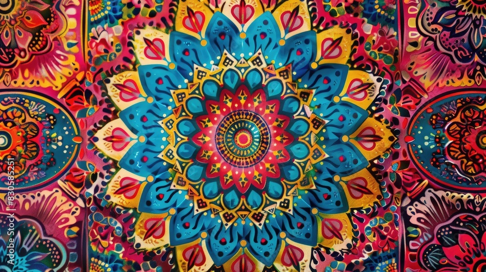 Vibrantly adorned mandala pattern backdrop Vibrantly adorned mandala pattern backdrop