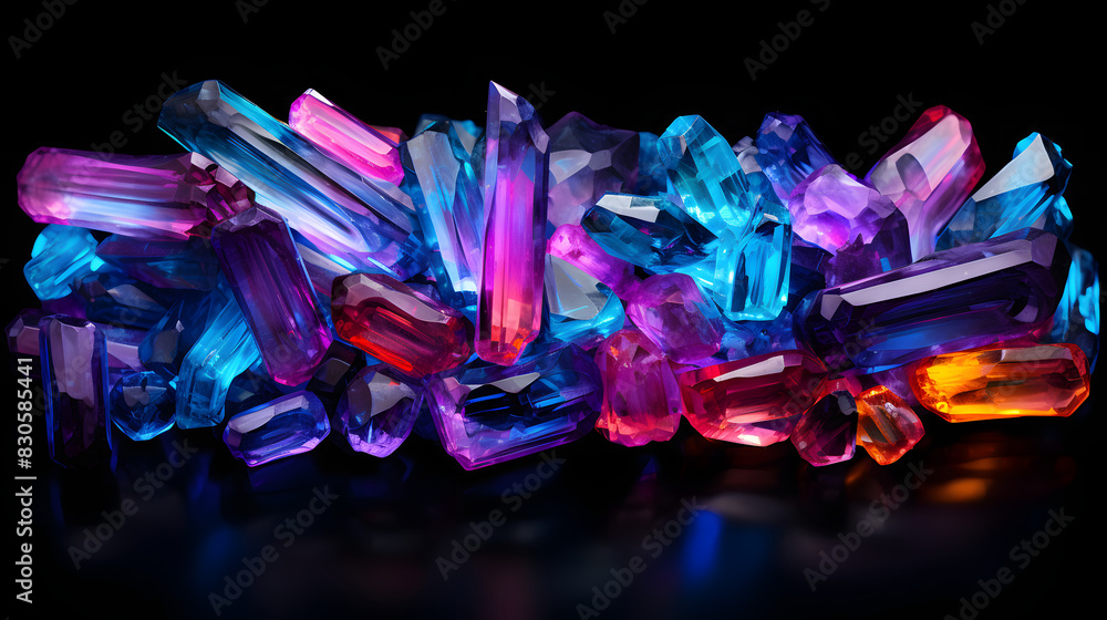 Digital colorful neon crystal abstract graphics poster background Digital colorful neon crystal abstract graphics poster background