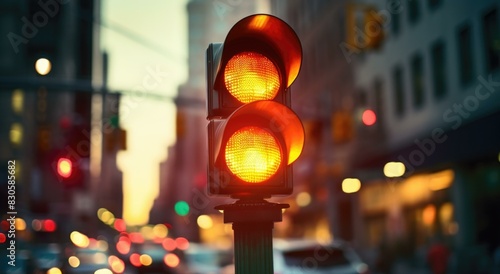 A traffic light in the city. AI.