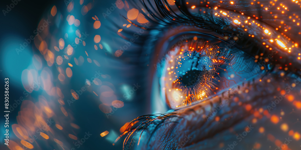Naklejka premium Close ups of human pupils - Future biometric concepts