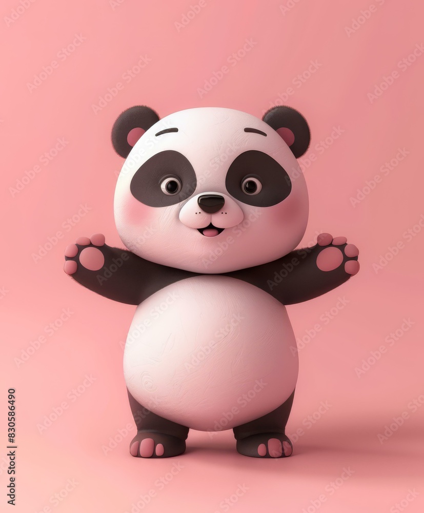 Cute 3D cartoon panda with a warm welcoming gesture. AI. Cute 3D cartoon panda with a warm welcoming gesture. AI.