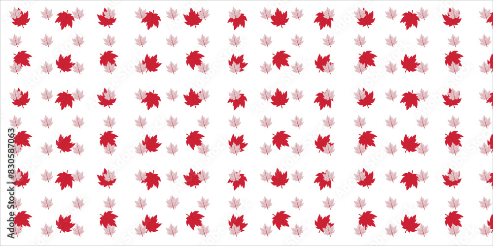 Canada day red, maple, leaf, pattern banner or poster design template celebrated in 1 July. Canada independence day on white background vector illustration