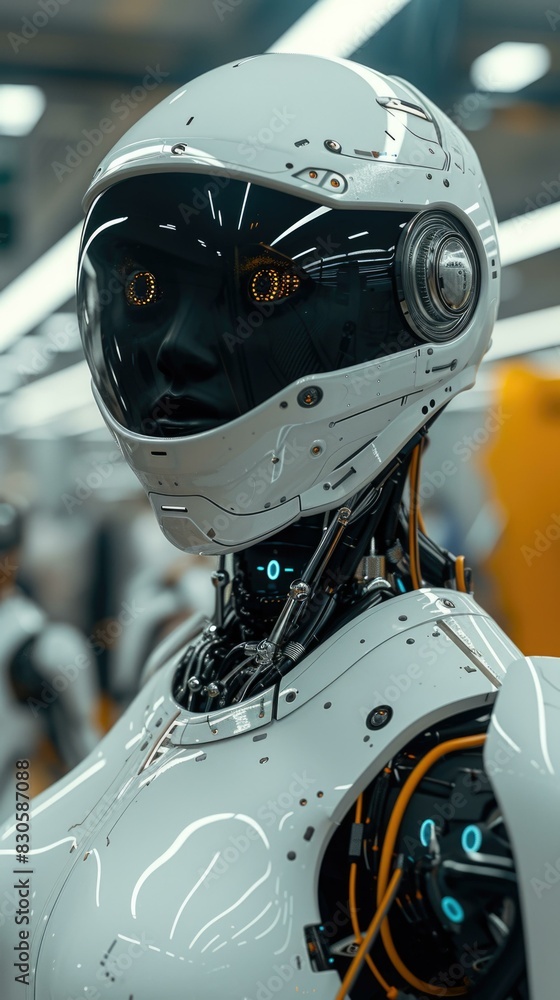 A close-up of a robot's head. AI. A close-up of a robot's head. AI.