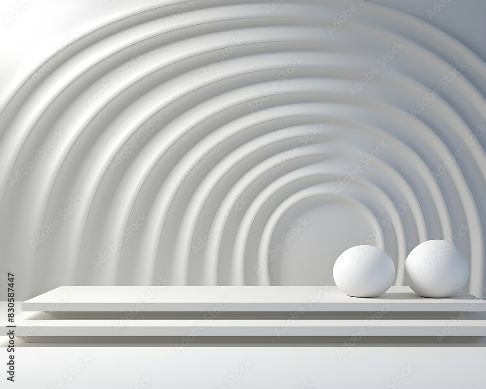 Obraz premium white wall empty room interior floor background modern light design.