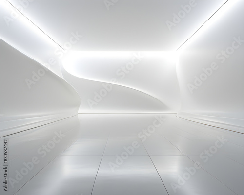 white wall empty room interior floor background modern light design.