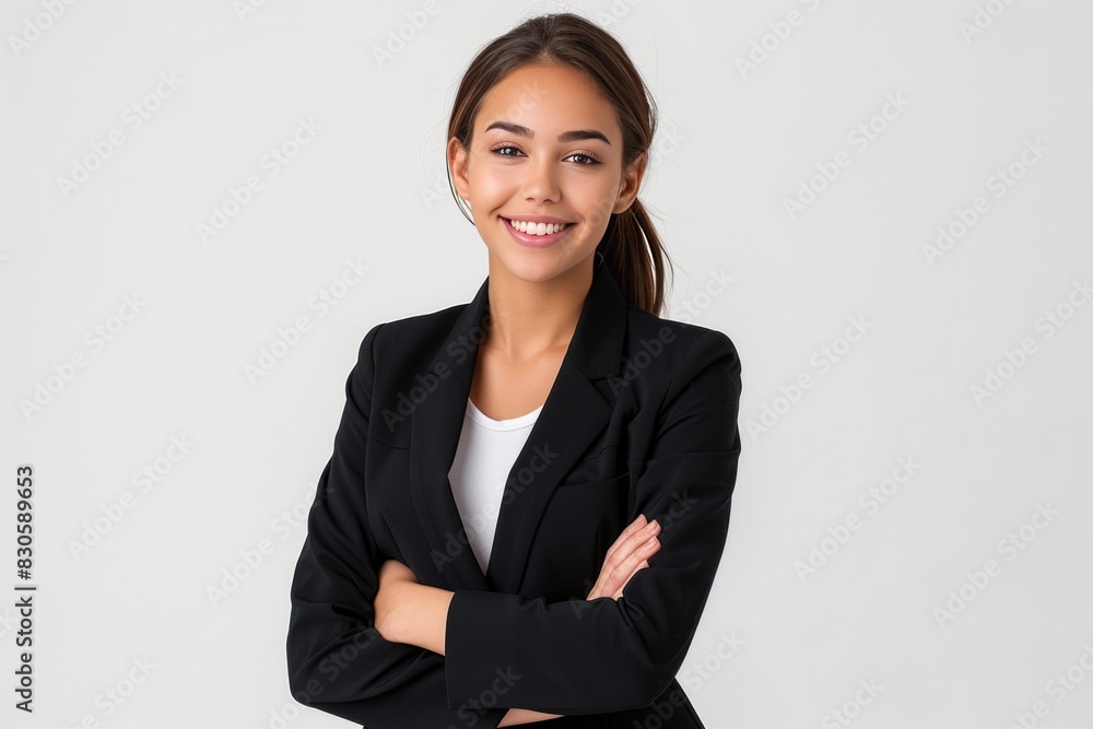 cheerful business woman standing cheerful business woman standing