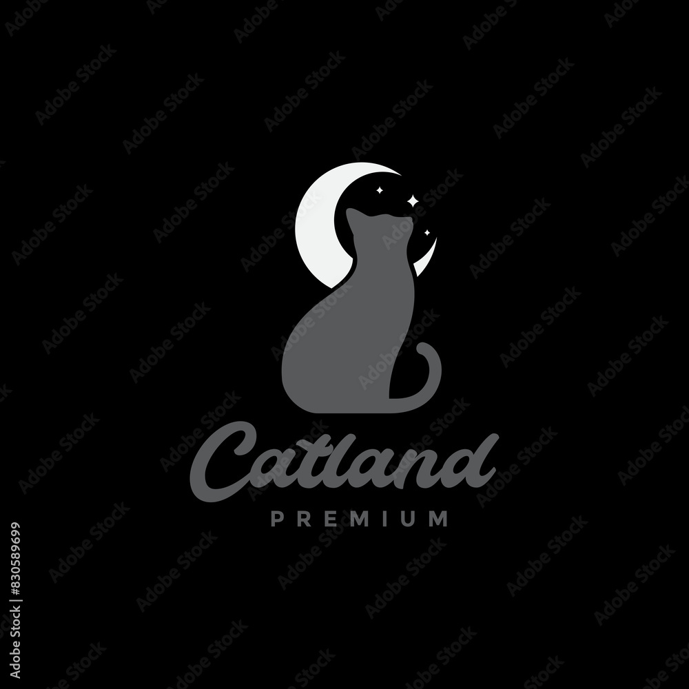 Obraz premium dream cat mammal pet adorable modern logo design vector